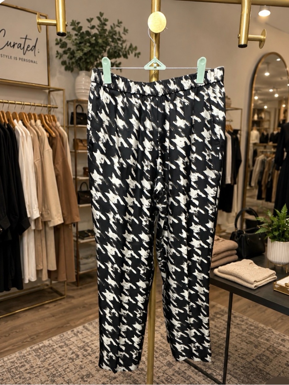 NWOT J. Crew Black & White Houndstooth Cropped Pants